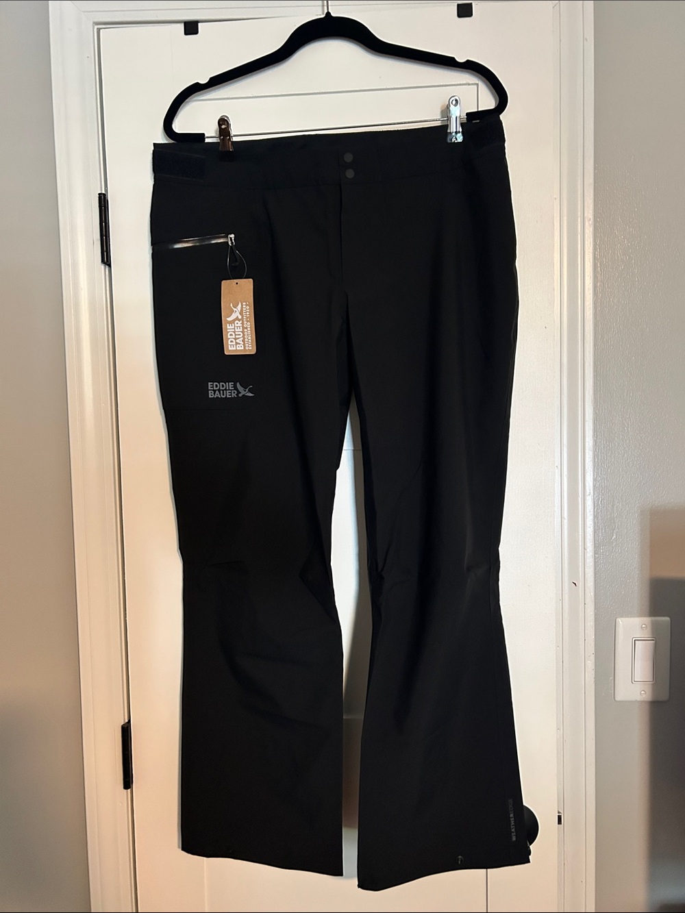 Eddie Bauer rain pants cloud cap stretch L black petite large - Picture 4 of 7